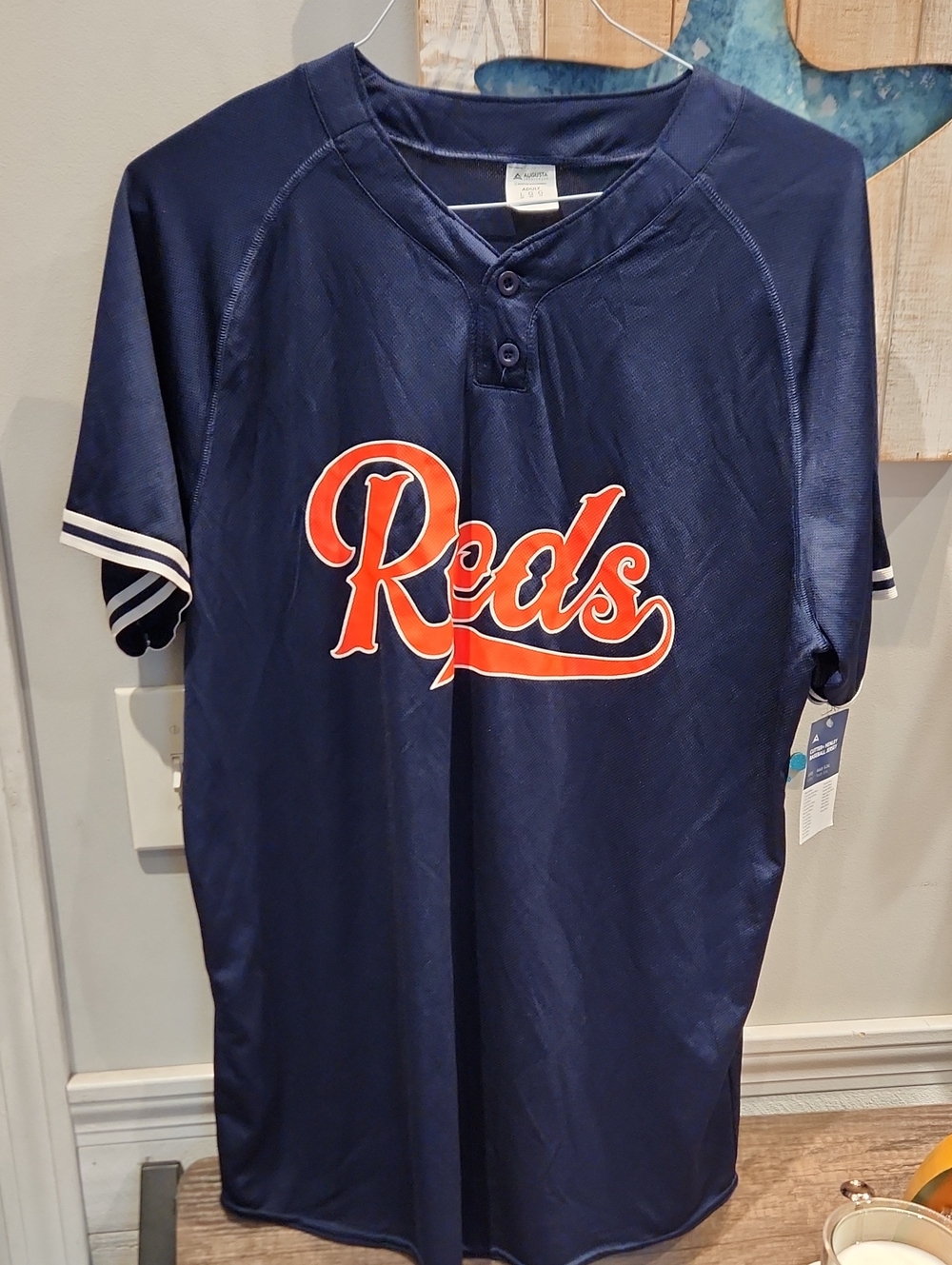 NWT Augusta Sportswear Navy & Red "Reds" Short-Sleeve Jersey Sz L
